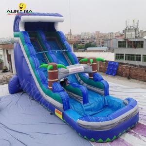 Tarpaulin Inflatable Water Slide For Adult Blue Tropical Kids Tropical Palm Tree
