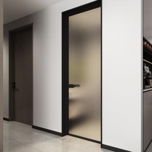 125mm Aluminium Framed Internal Doors Prehung Frosted Glass Interior Door With Handle