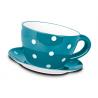 Garden Ceramic Jumbo Tea Cup Planters With Attached Saucer Stripe / Polka Dots