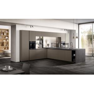 Classic Modern Grey Kitchen Cabinets Customized Fitted Kitchen Cabinet With Bar Table