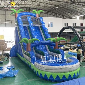 China Home Blue Large Inflatable Pool Slide 0.55mm Thick Vinyl Tarpaulin Mateiral supplier