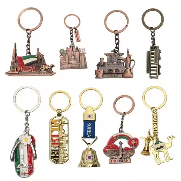 Wholesale Customization Metal 3d Alloy Souvenir France Italy Uk Dubai Egypt Leaning Tower of Pisa Tourism Keychain
