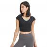 Ribbed Activewear T Shirts V Shaped Cross Back Outdoor Sports Crop Top