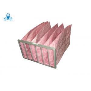 Pink F7 Air Filter Aluminum Alloy Frame , 6 Pockets Air Handler Filters