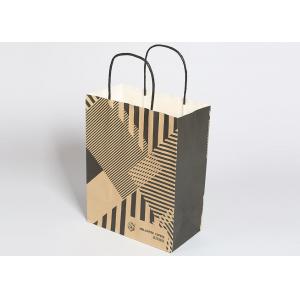 China Kraft Reusable Shopping Bags , Fashion Striped Paper Bags With Handles supplier