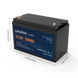 Rechargeable 12V 100Ah LiFePO4 Battery Pack For Golf Cart Solar Street Light