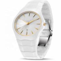 China 5ATM Quartz White Ceramic Watch Minimalism 18mm Analog For Men Sapphire Lens on sale