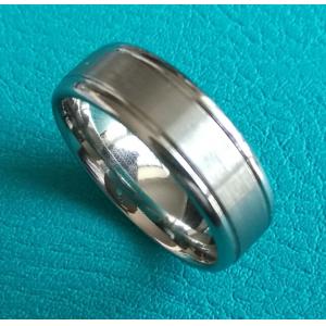 China Cobalt Chrome 8MM Double Grooves Middle Satin Finish Wedding Band Ring,White Gold Color supplier