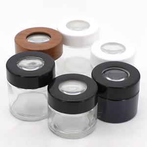 Custom Clear Magnifying Spice Airtight Glass Jar 2oz 3oz 4oz With Child Resistant Lid