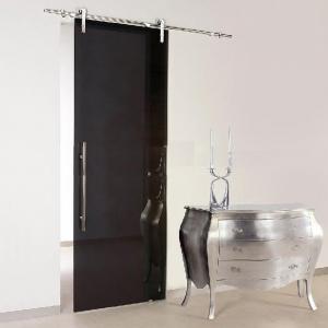Sliding Tempered Glass Door OEM With Matte Black Steel Frame