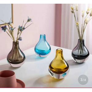 Brown Colored Glass Flower Vases / Bulb Type Glass Flower Vase Decoration