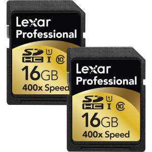 Lexar 16GB SDHC Card Professional Class 10 UHS-I - 2-Pack Price $17.2