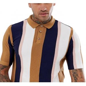 China Knitted Vertical Striped T Shirt Mens Multiple Color Available Size XS-XXXXXL supplier