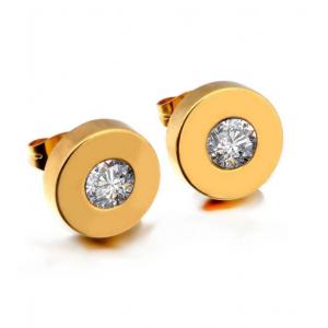 Yellow Gold Plated Stainless Steel Trendy Stud Earrings For men and Women Inlaid With AAA CZ Zircon Stone