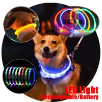 China Custom Nylon Waterproof Dog Training Collar Reflective LED Luminous Charging Pet Dog Collar on sale