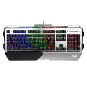 104 Keys USB Wired Gaming Keyboard Colorful Backlit Metal Panel With Palm-rest