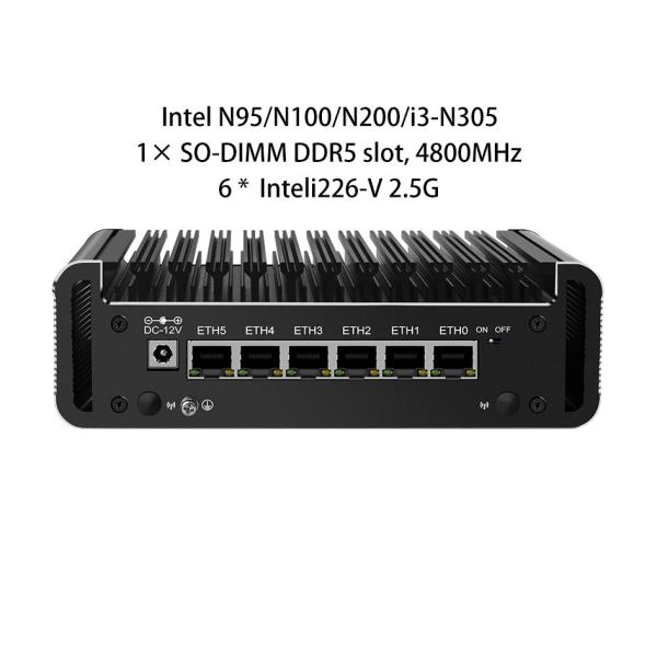 Zynshield Cortafuegos Intel N100 Ubuntu Linux Ros 6 * 2.5g Puertos Ethernet Rj45