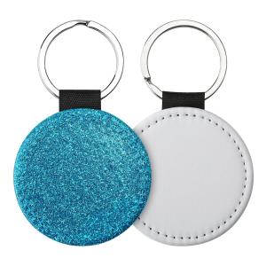 China Porte-clés par sublimation en cuir vierge coloré, simple face, pailleté, porte-clés personnalisé wholesale