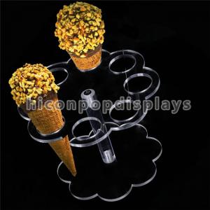 Cone Holder Acrylic Retail Store Fixtures 8 Holes Ice Cream Display Stand For Party