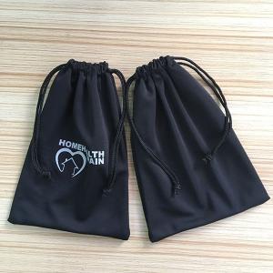 Microfiber Packaging Drawstring Bag , Black Color 3D Glasses Bag With Custom Logo