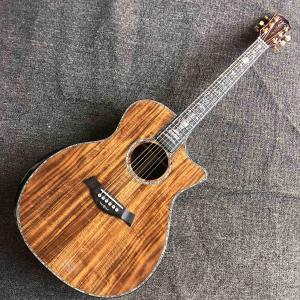 Custom 40 Inch All Solid KOA Wood Solid Rosewood Back Side Real Abalone Acoustic Guitar with BB Band Pickup