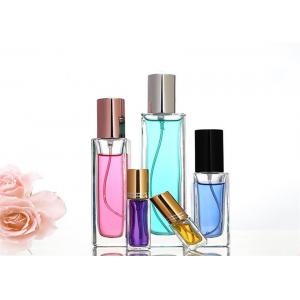 China Clear Fancy Perfume Bottles , Square Shaped Empty Perfume Spray Bottles supplier