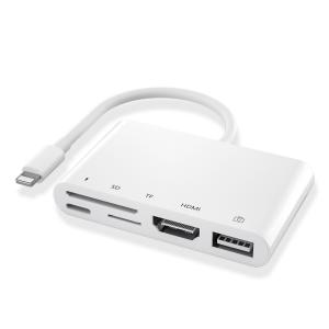1080P Lightning To HDMI Cable USB SD TF Card Reader Digital AV TV OTG Adapter Hub