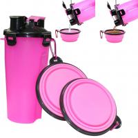 China 350ml Outdoor Portable Pet Water Bottle Dispenser With 2 Collapsible Silicone Bowls on sale