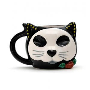 Cute Earthenware 3d Cat Shaped Animal Ceramic Mugs Design With 3D Handpaint