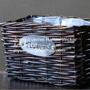 China manufacturer wicker garden baskets willow plant baskets square shape white brown