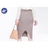 Ribbed Back Slit Womens Knit Skirt Pencil Fitted Back Opening Wrap Middle Size