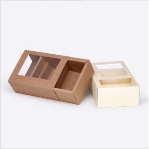 China Hot sale OEM cheap packaging box kraft paper drawer box with clear window supplier