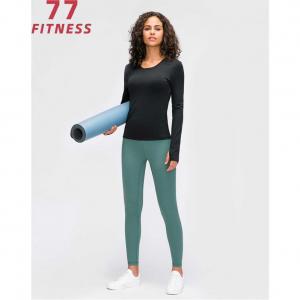 China Lululemon Style Women'S Yoga Long Sleeve T-Shirt With Breast Pad Mesh Quick Drying Breathable Elastic Slim Fitness Top wholesale