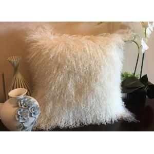 China Mongolian fur Pillow Natural White Long Hair Tibetan Sheep Skin Pillow Cover 40cm supplier