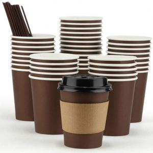 China Disposable Double Layer paper Coffee Cup With Lid Takeaway Paper Coffee Cups supplier