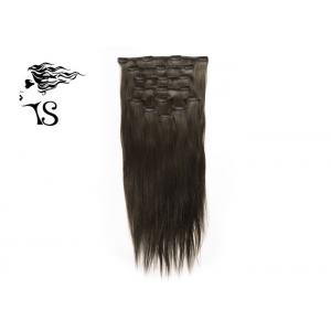 Black Long Virgin Remy Clip In Hair Extensions , Mongolian Straight Hair Extensions