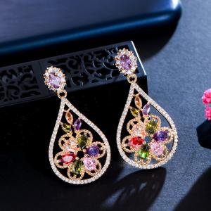 Luxury Female Crystal Zircon Stone Earrings Fashion silver color Earrings Vintage Double Stud Earrings For Women