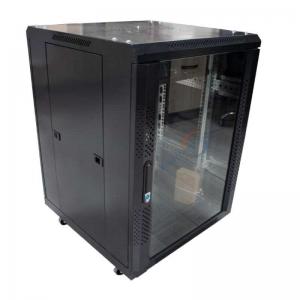 China Powder Coated 18U Network Rack With 4 Wheels Ventilation Fan Assisted supplier