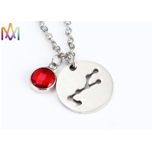 2.2mm Thickness Birthstone Crystal Womens Engraved Necklace