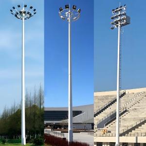 China 15m to 50m Adjustable High Pole Light Stadium High Mast Light Pole Hot Selling Galvanized High Mast Lighting Steel Pole supplier