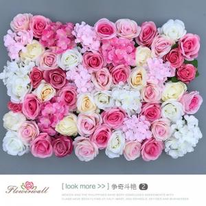 Real Touch Artificial Flower Panel Silk Rose Wall For Wedding Stage Decoration