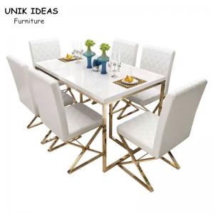 China Rectangular Shape Dining Room Table And Chair Set Tempered Glass Beauty Type supplier