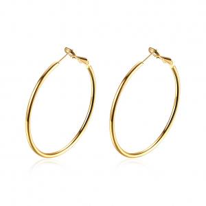 China 40mm Gold Plated Custom Hoop Earrings Round 8.2g Rose Gold OEM Engagement supplier