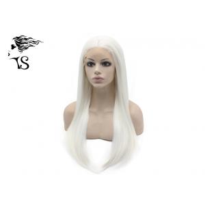 Pale White Colored Long Synthetic Lace Front Wigs For White Women Shedding Free