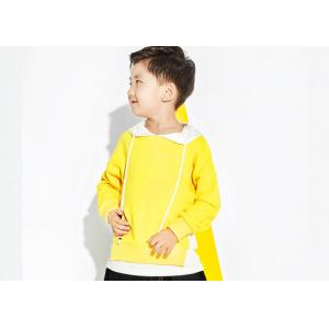 Yellow Fake Two Pieces Boys Fall Sweaters , Cute Little Boy Clothes With Hood