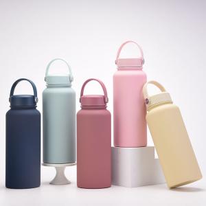 China Portable 1L Stainless Steel Double Wall Insulated Vacuum Flask Matte Rubber wholesale