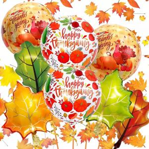 Autumn Harvest Fall Maple Leaves Balloons Turkey Thanksgiving Party Balloon Decorations