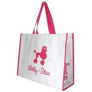 China Promotional Cute PP woven recycled grocery shopping bag White Color supplier