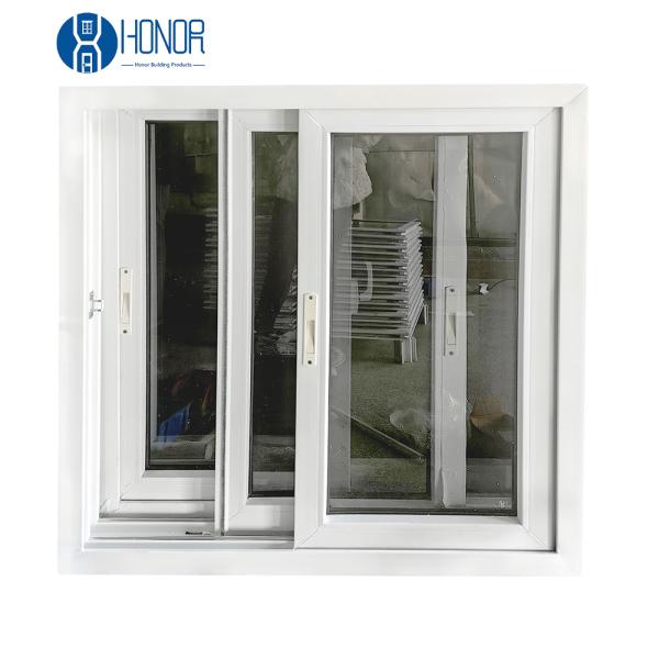 Double Glazed Sliding PVC Windows Soundproof Hurricane Impact with Grilled Design and Mosquito Net Project Window