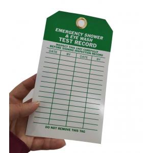 China Emergency Shower And Eyewash Test Record Tag 4 In. X 7 In. 2 Side Vinyl Inspection Tag supplier